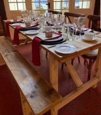 Wooden Trestle Table - Folding Table - reclaimed scaffold board 