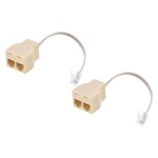 Phone Jack Splitter 6P4C 2Way Socket Adapter w Telephone Extension Cord 2 Pack