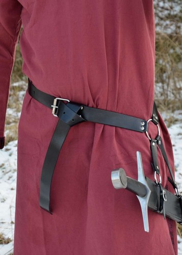 Black leather medieval sword - leather,