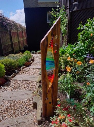 Stained glass garden sculpture - garden,