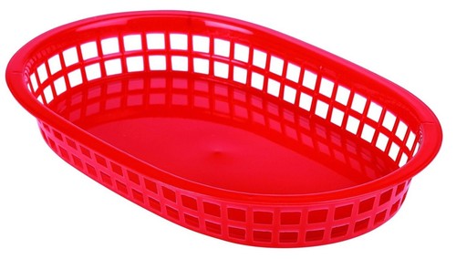 Plastic food basket red oval - plastic,