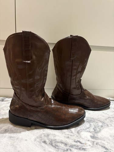 Brown leather cowboy - brown,