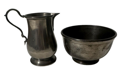 Open sugar bowl and - sugar, creamer