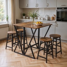 5pc Kitchen Dining Table and Chairs Small Folding Set Drop Leaf Breakfast Stools