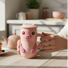 Pink ceramic pig - pig, lid