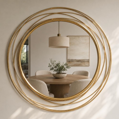 Antique gold round - antique, mirror