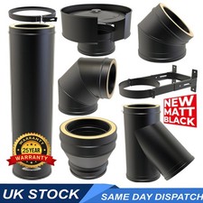 Twin Wall Insulated Flue Pipe Black Chimney HETAS 6 inch Wood Burning Multifuel