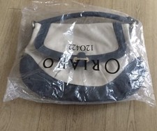 Leather Handbag Designer Brand Oriano Blue & Cream Brand New Vintage NOS