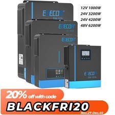 EDECOA Solar Inverter Hybrid MPPT 12V24V48V 220V 1KW 3.2KW 4.2KW 6.2KW WIFI App