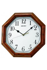 Seiko Octagonal Wooden Oak Finish Wall Clock - Quartz Movement QXA529B