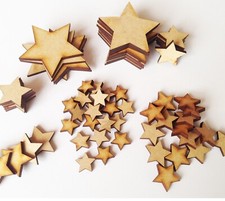 Wooden Stars Laser Cut MDF Blank Embellishments Craft Decorations Shapes