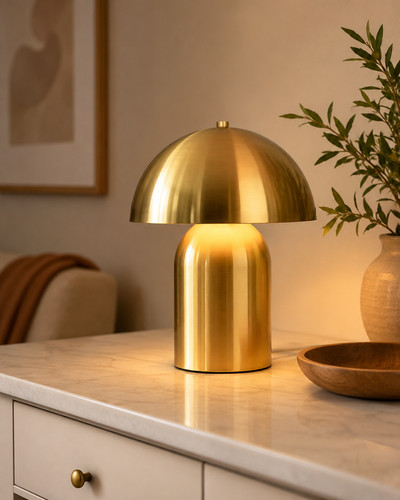 Brass mushroom table lamp e27 - mushroom,