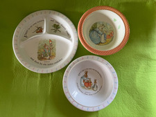Beatrix Potter Childrens  Melamine  2 Bowls 1 Divided Plate  Peter Rabbit 