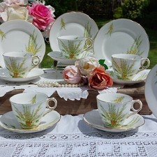ROYAL STAFFORD  Tea Set ‘Broom’ Yellow Flower 15pc Hand Enamelled - Vintage