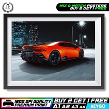 LAMBORGHINI HURACAN Wall Art Print Poster Super Sport Car Large Size A4 A3 A2 A1