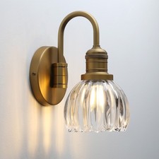 Vintage Industrial Glass Wall Light with Tulip Shaped Lampshade