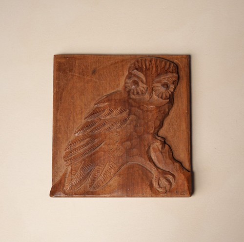 Vintage hand carved wooden owl - vintage,