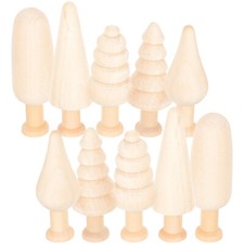 10 Set Wooden Tree Decors Unfinished Wooden Tree Peg Dolls for DIY Crafts