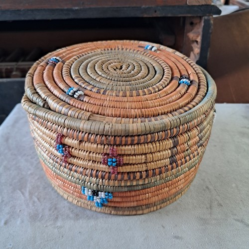 Vintage woven coiled grass - woven,
