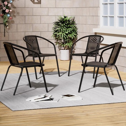 Set black wicker stackable - black,