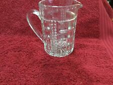 Art deco Pressed Glass Whiskey Water Jug Hob nail cut Manchester 1930 1 pint