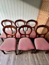 Set of 6 Antique Victorian Balloon Back Dining Chairs