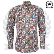 Relco Mens Paisley Shirt Long Sleeve Button Down Collar Retro Vintage Mod Floral