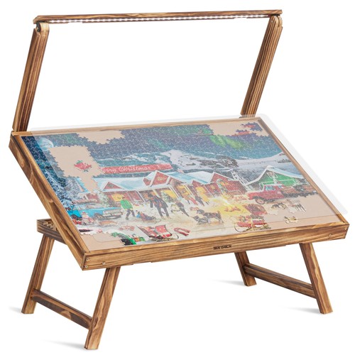 Wooden jigsaw puzzle - wooden, table