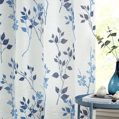 Floral linen semi sheer - semi,