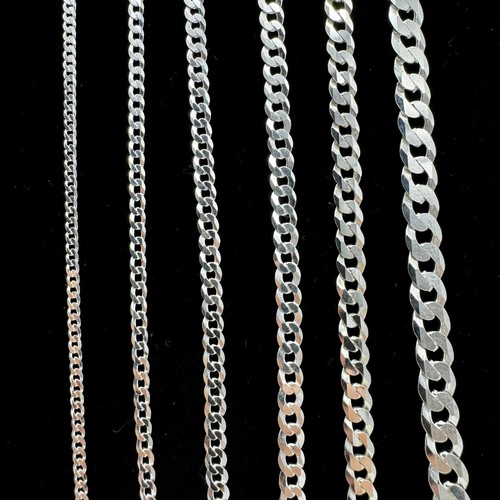 Solid 925 sterling silver - silver, curb