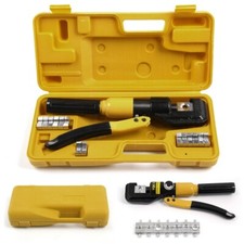 16 Ton Hydraulic Crimper Wire Battery Cable Lug Terminal Crimping Tool + 8 Dies