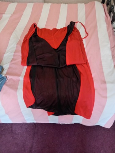 Red and black cape with - and,