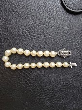 Vintage Baroque Pearl Bracelet – Sterling Silver Marcasite Art Deco Clasp – 19cm
