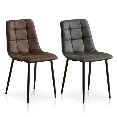 Faux leather dining chairs - leather,