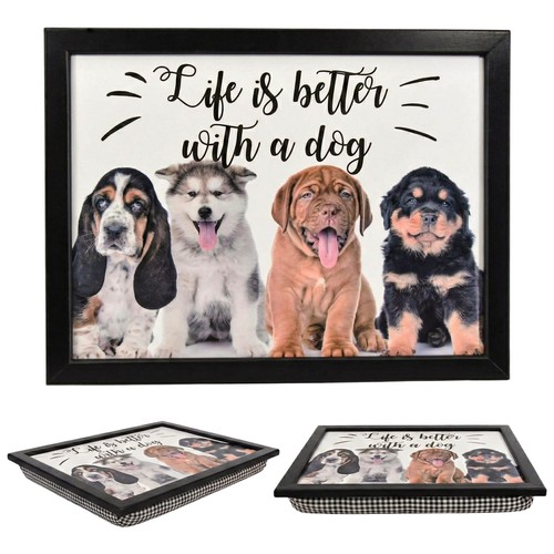 Wooden lap tray with bean - wooden,