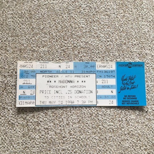 Madonna unused ticket - unused,