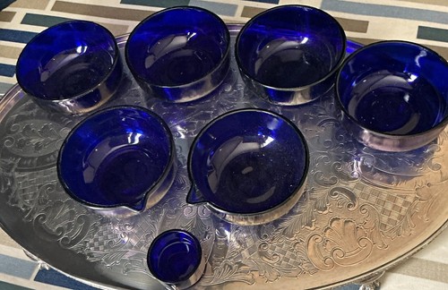Bristol blue glass liners - blue,