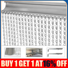Aluminium Door Fly Screen x1 Metal Chain Curtain Insect Pest Blinds 215cm x 90cm