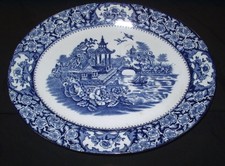 c1915 SUPERB SWINNERTONS OLDE ALTON WARE BLUE/WHITE SERVER + DRAIN TREE & WELL