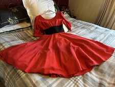 Rare 1980s Zandra Rhodes Fifth Avenue Vintage Dress Size 12 14 Red Black Full