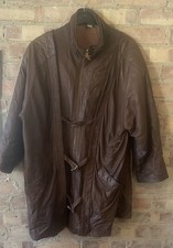 Vintage Leather Trench Coat Jacket 46” Brown Women’s Brand Name Lady Emotion