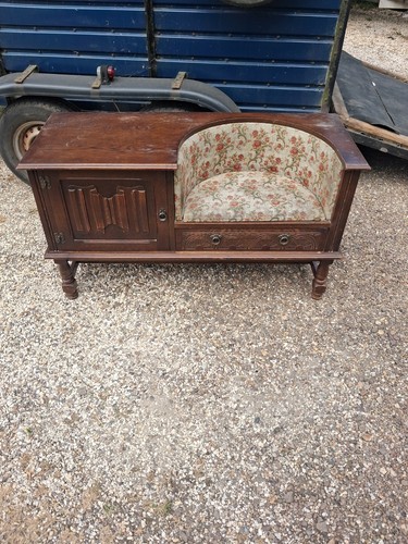 Vintage oak telephone table - oak,