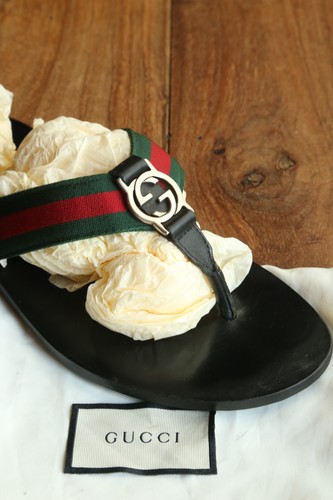Gucci black leather - black, sandals