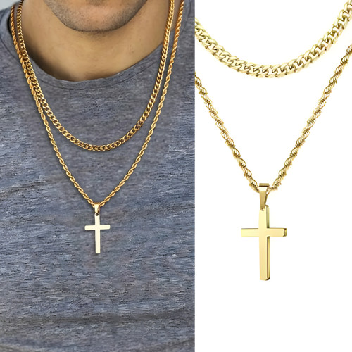 Gold mens women double chain - gold,
