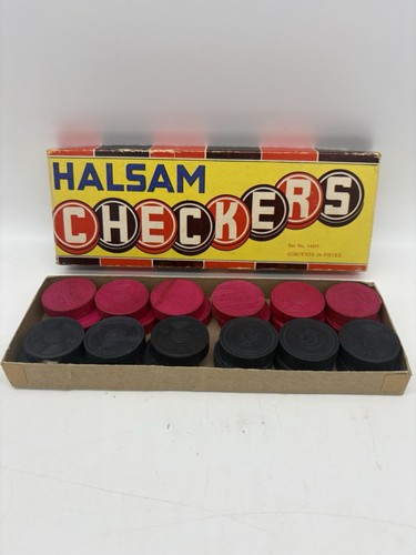 Vintage halsam wooden checkers - vintage,