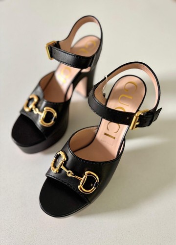 Gucci black platform - black, horsebit