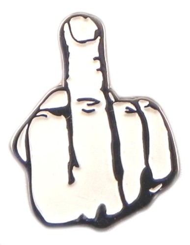 Middle finger metal enamel pin - finger,