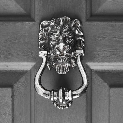 Lions head door knocker aged - lions,