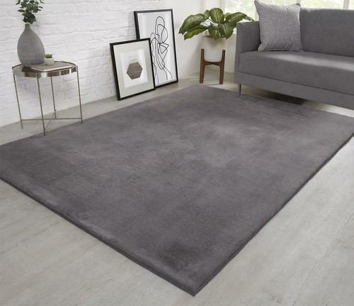Natural faux rabbit fur rug - natural,