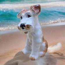 VINTAGE SYLVAC Scottie Dog Scottish Terrier Figurine 1378 Brown & White